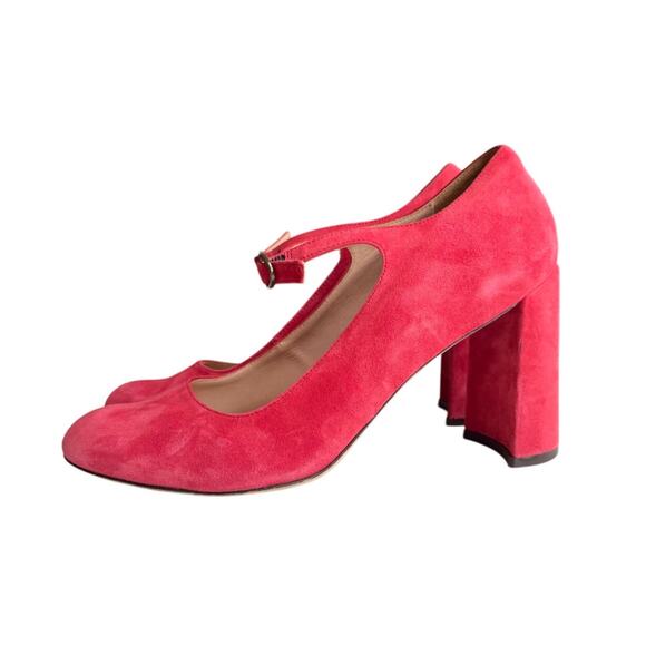 KK DODDS Mary Jane Heels in Red Nubuck Suede Size 38.5/ US 8 - Picture 2 of 11